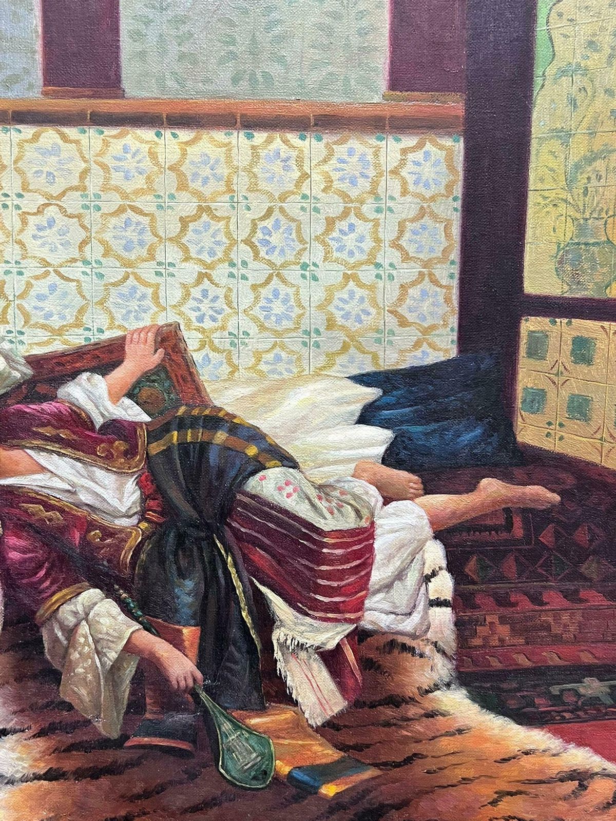 photo furniture French Schoolfrench North African Orientalist Oil Painting Hareem Interior Two Ladies