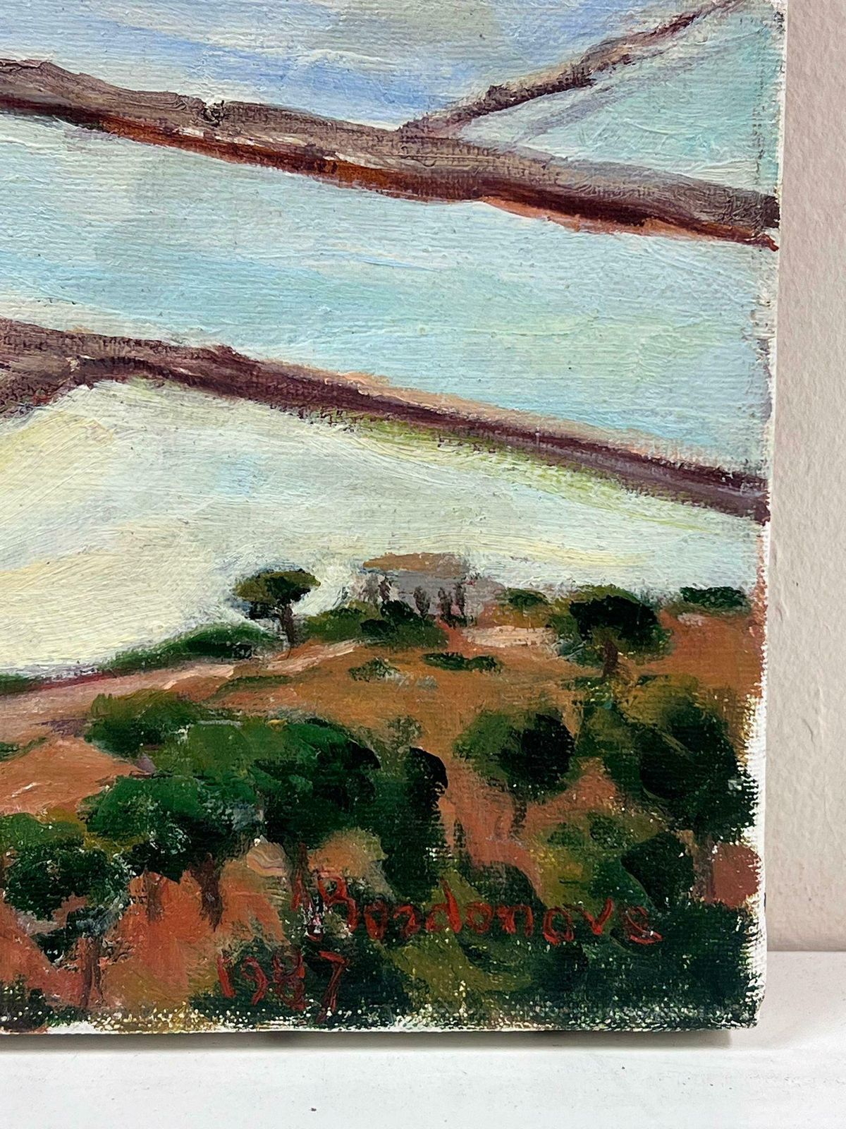 Georges Bordonavecontemporary French Impressionist Oil Salt Ponds South Of France Coastal Scene photo furniture