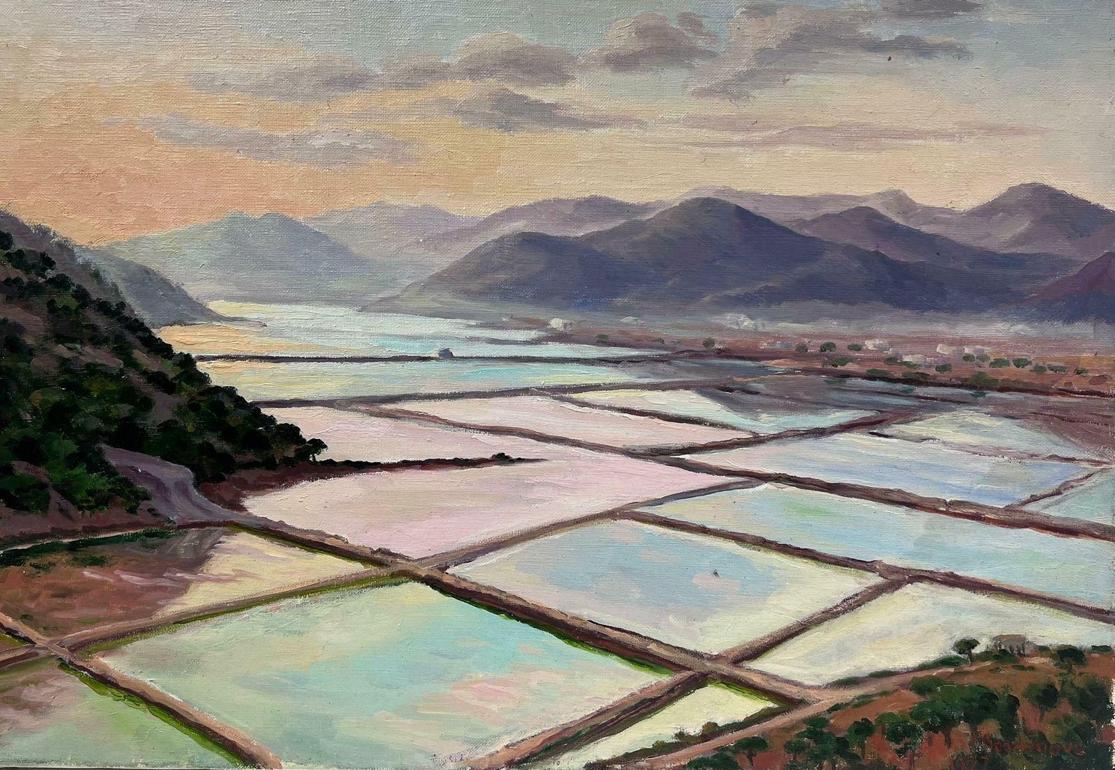 Georges Bordonavecontemporary French Impressionist Oil Salt Ponds South Of France Coastal Scene photo 817.0
