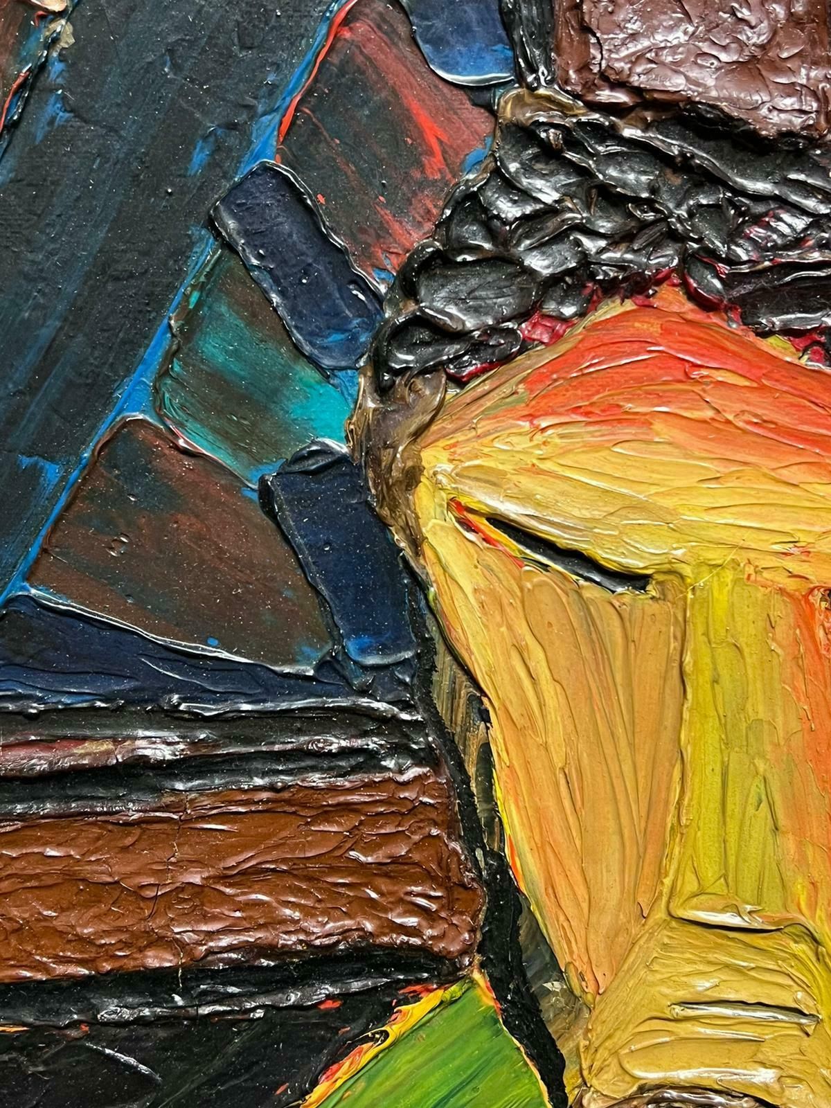 Jean Pierre Stagnaro1960's French Expressionist Oil Painting Portrait Of Christ Crucifixion1960's photo vinterior