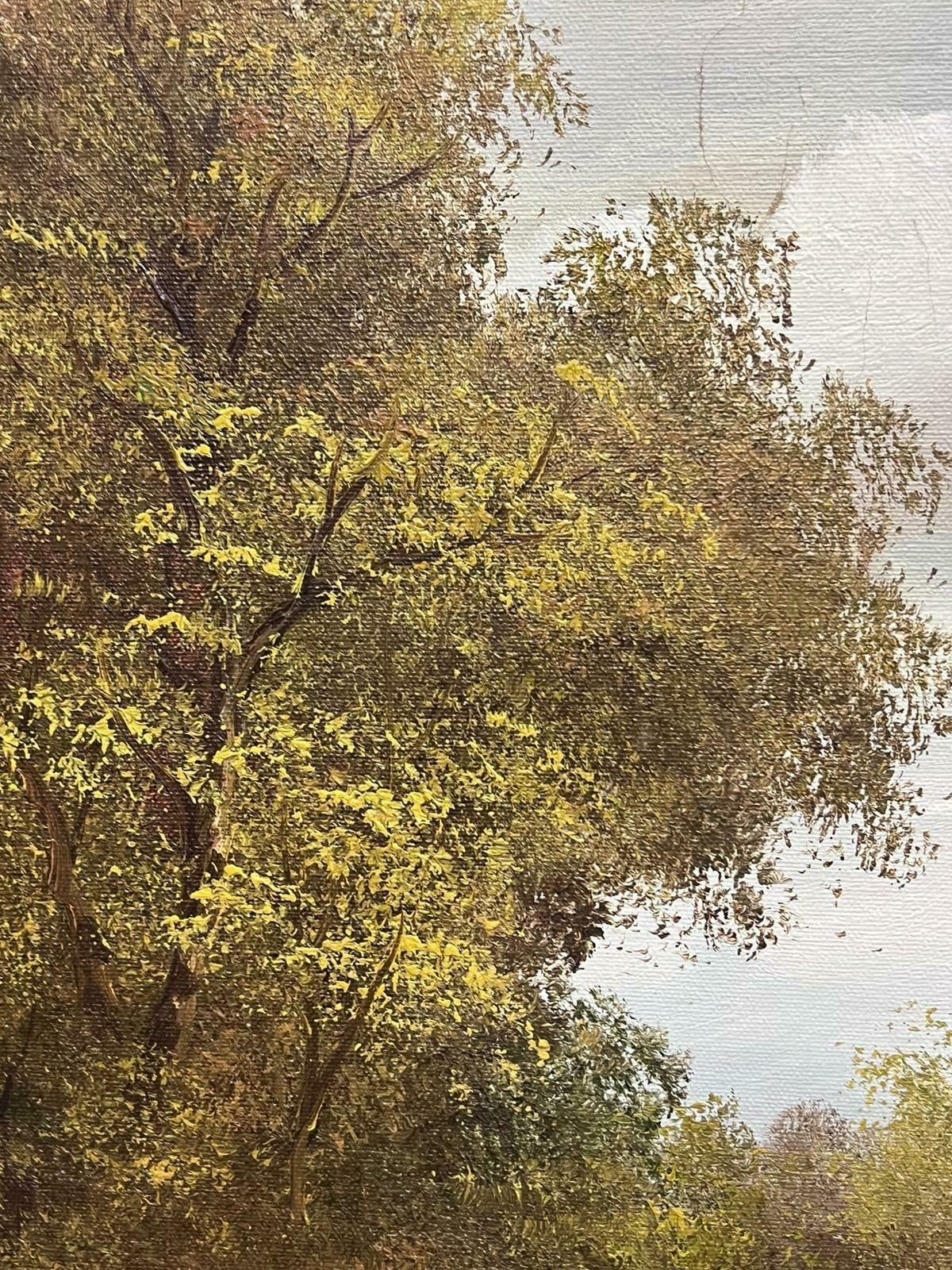 English Artisttranquil Rural English River Landscape Signed Oil Painting On Canvas photo buy