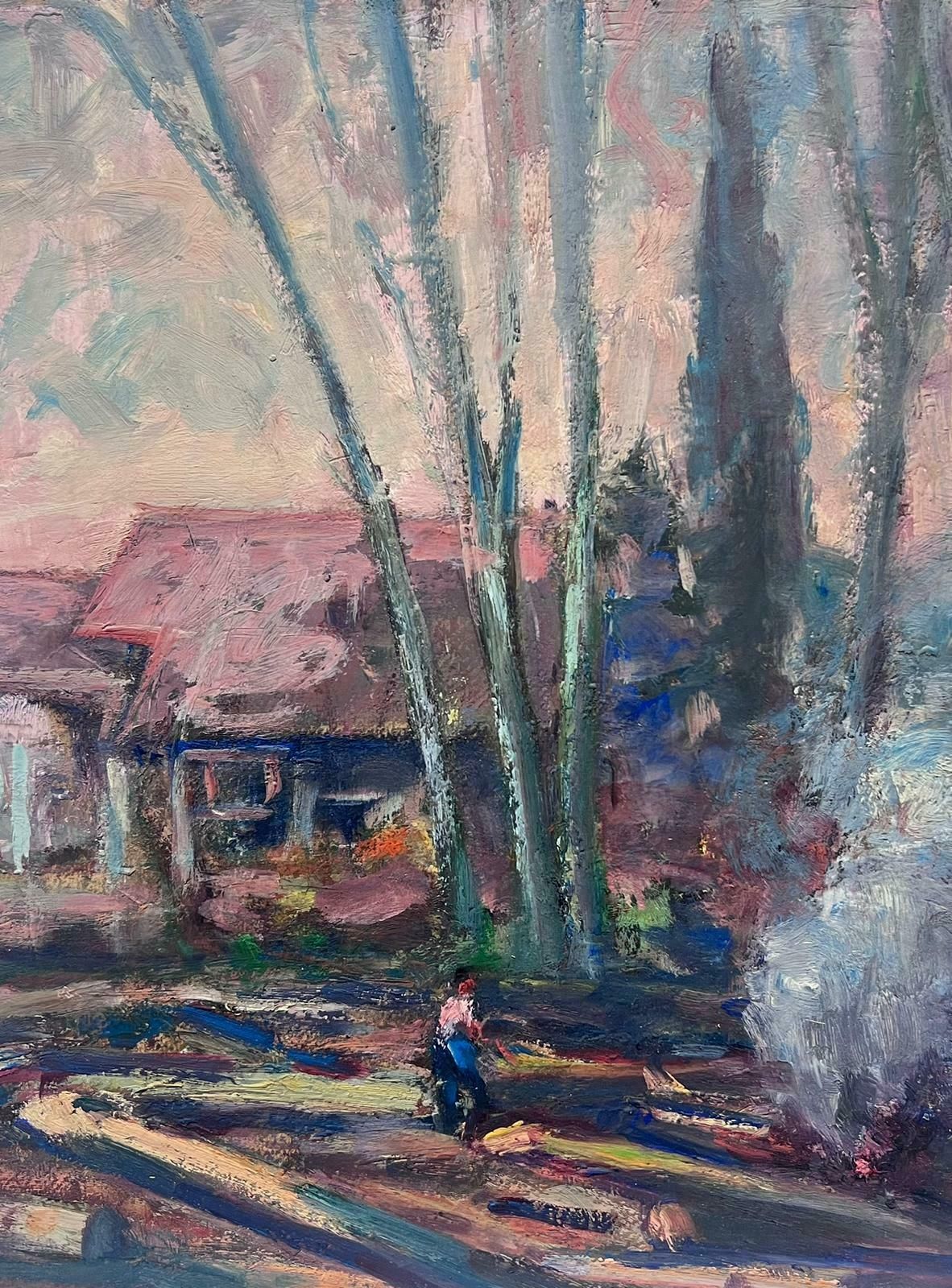 Leon Hatotvintage French Oil Painting Of A Tall Autumnal Tree With Figure