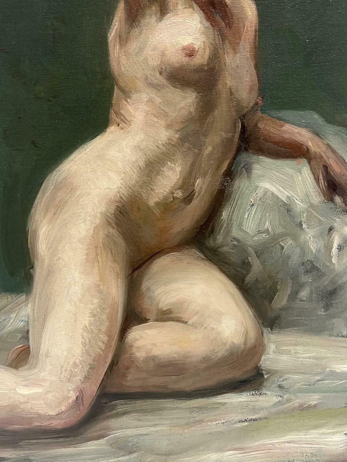 French Impressionist Oil1890's French Impressionist Oil Painting Studio Portrait Of A Nude Lady Model photo 1326.0