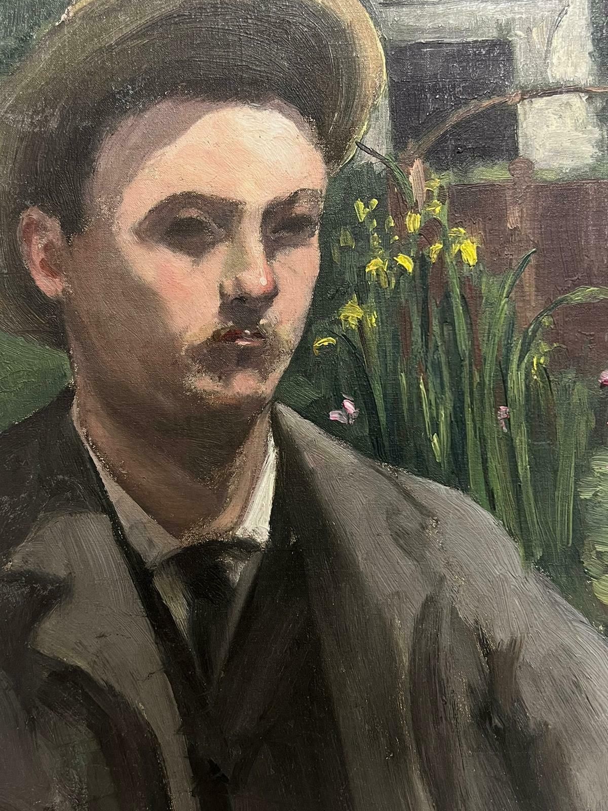 French School19th Century French Impressionist Self Portrait Artist With Palette Oil Sketch photo 1634.0