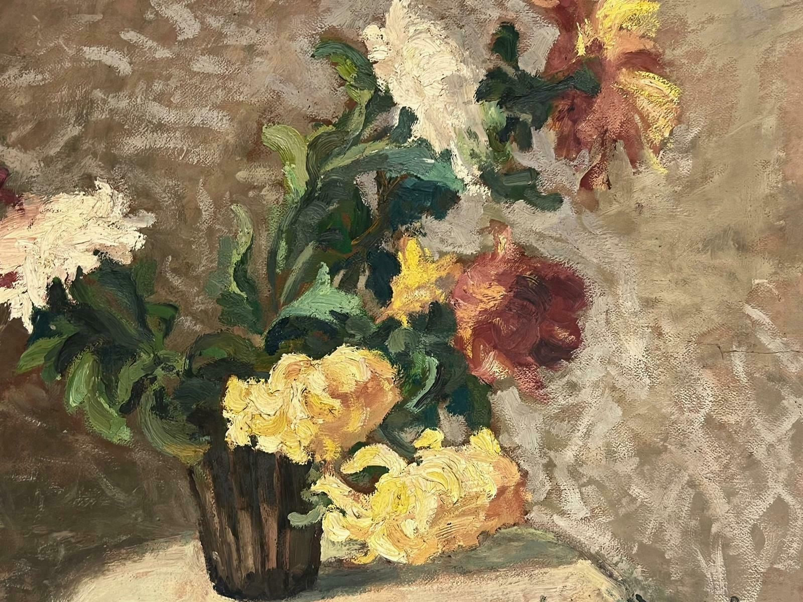 Denise Dardel1940's French Post Impressionist Signed Oil Flowers In Vase Period Gilt Frame1944 photo vinterior