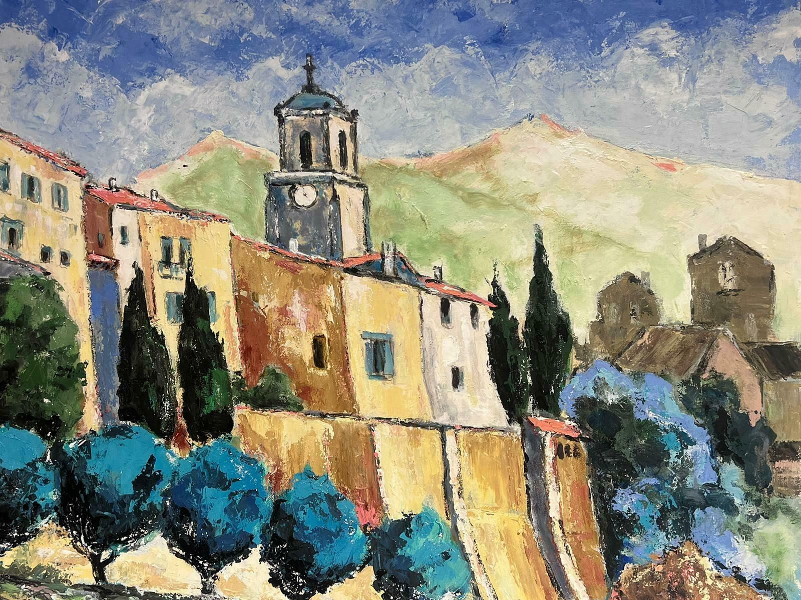 French Schoolhuge French Impressionist Signed Oil The Luberon Provence Hilltop Village2016 photo furniture