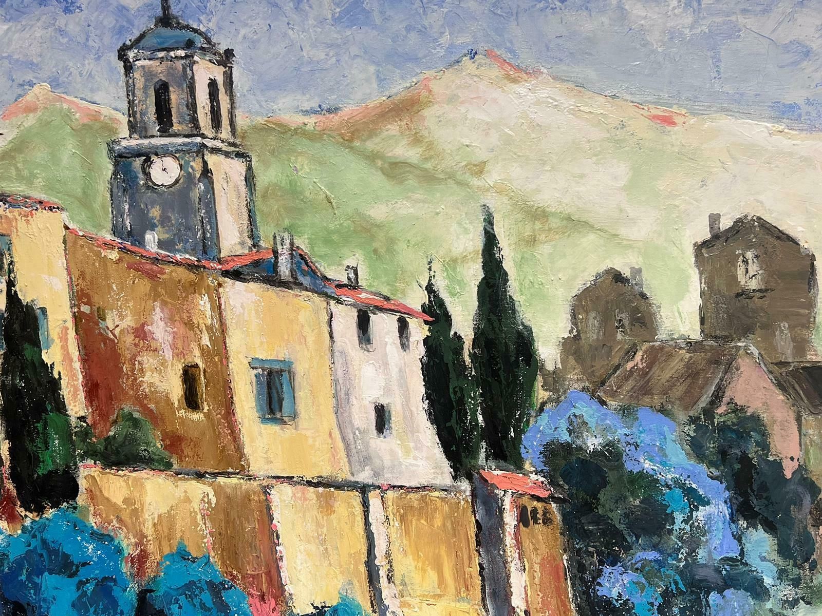 French Schoolhuge French Impressionist Signed Oil The Luberon Provence Hilltop Village2016 photo buy