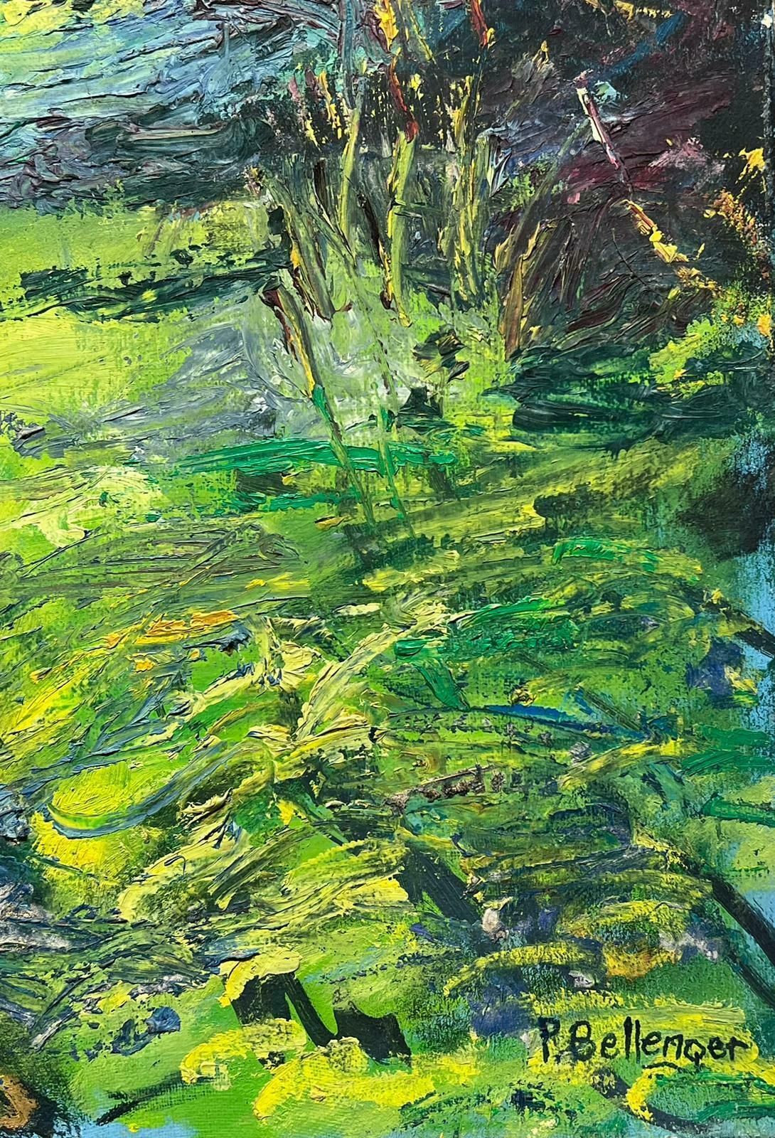 P. Bellenger (French Impressionist)20th Century French Impressionist Oil Painting Lush Green Woodland Dappled Light photo vinterior