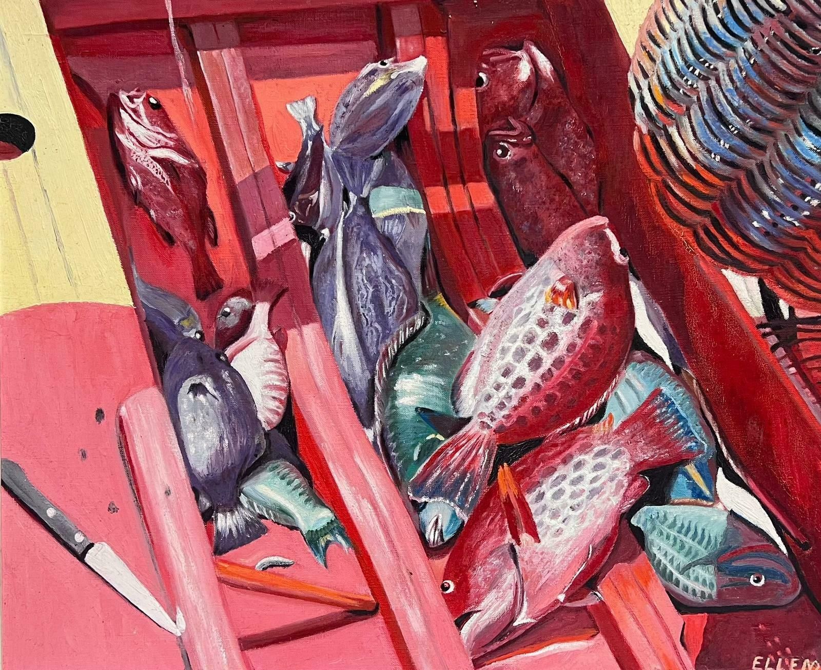 French Schoolthe Catch Of The Day 20th Century French Oil Painting Fishing Boat With Fish photo furniture