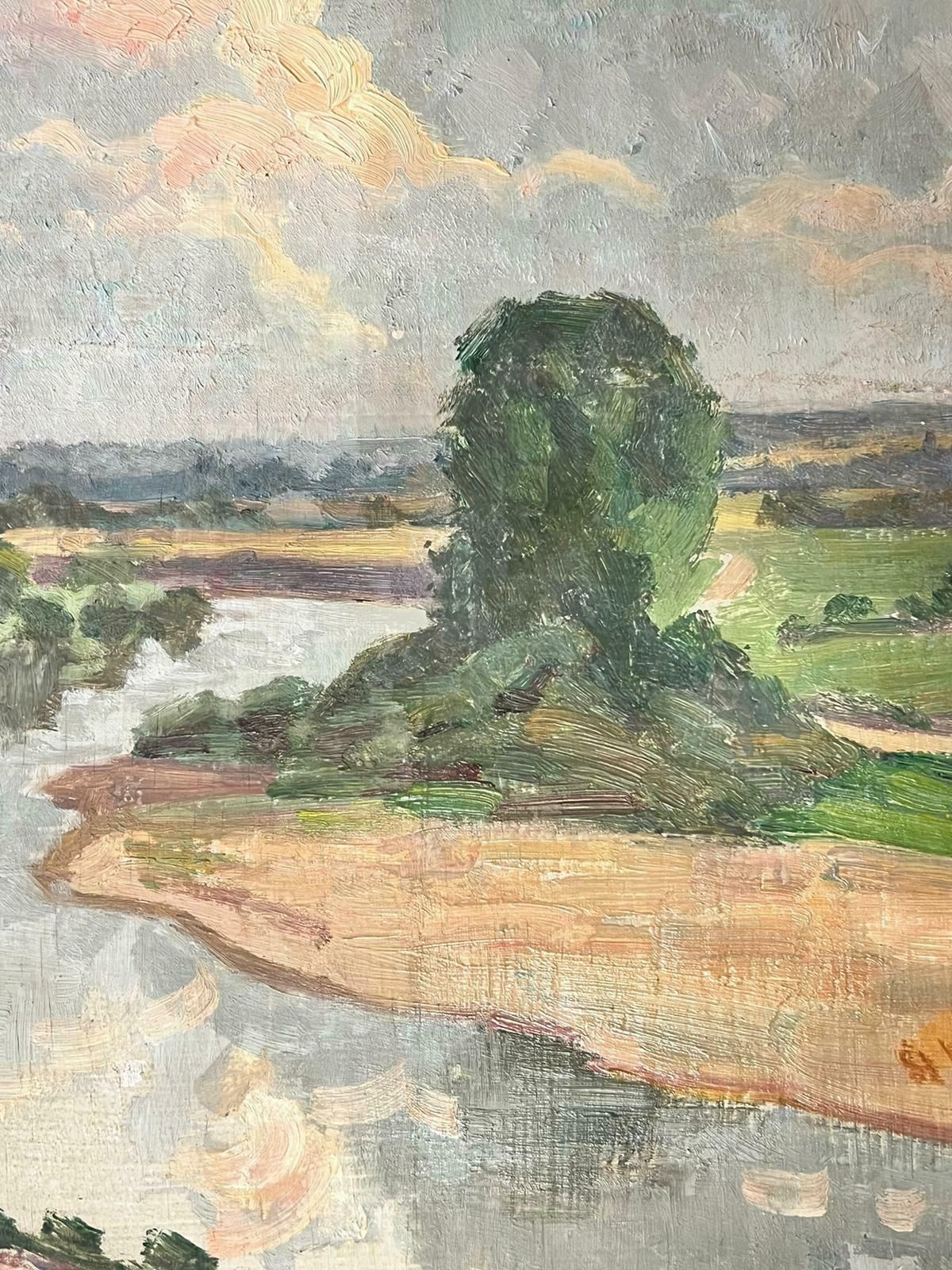 Suzanne Crochet1930's French Post Impressionist Oil Painting Winding River Landscape Sketchc. 1930's photo Art