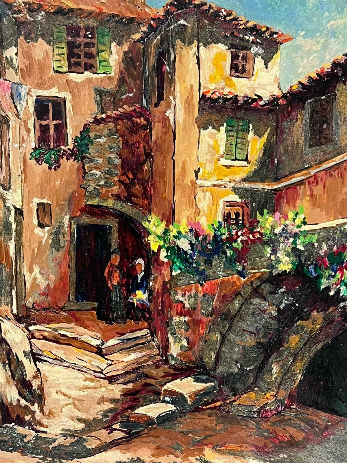 French Schoolprovence Cottages 1950's French Impressionist Vintage Oil Painting Sunny Street