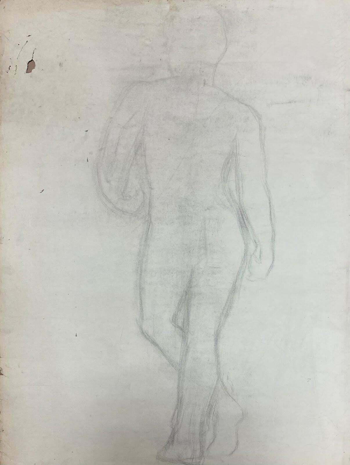 Jeanne Nachat1900s French Atelier Academic Drawing Portrait Of Classical Male Nude Sculpture1900s photo for sale