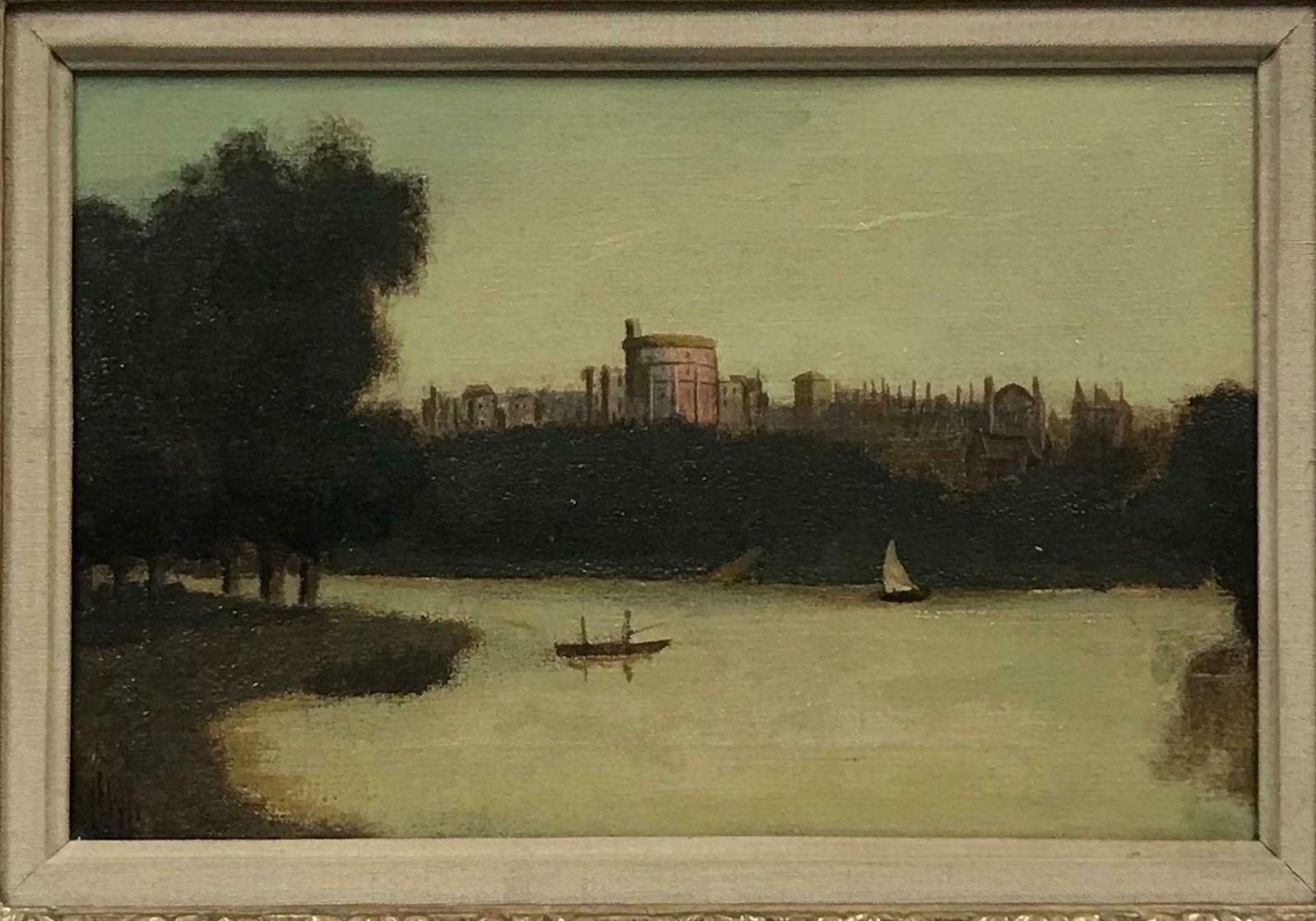 J. Lewiswindsor Castle From The River Thames, Signed Victorian Oil Painting, Framed19th Century photo Art