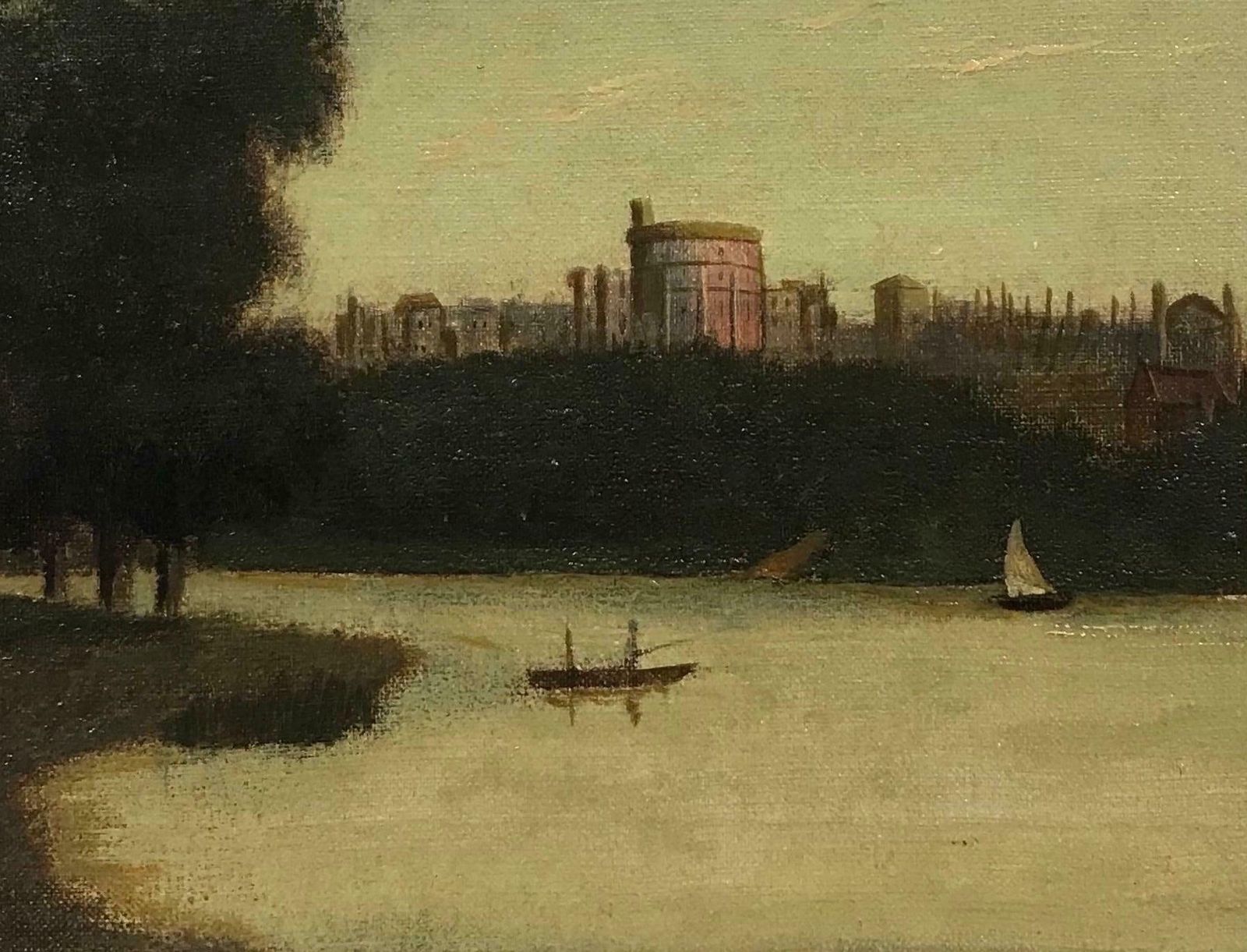 J. Lewiswindsor Castle From The River Thames, Signed Victorian Oil Painting, Framed19th Century photo vintage