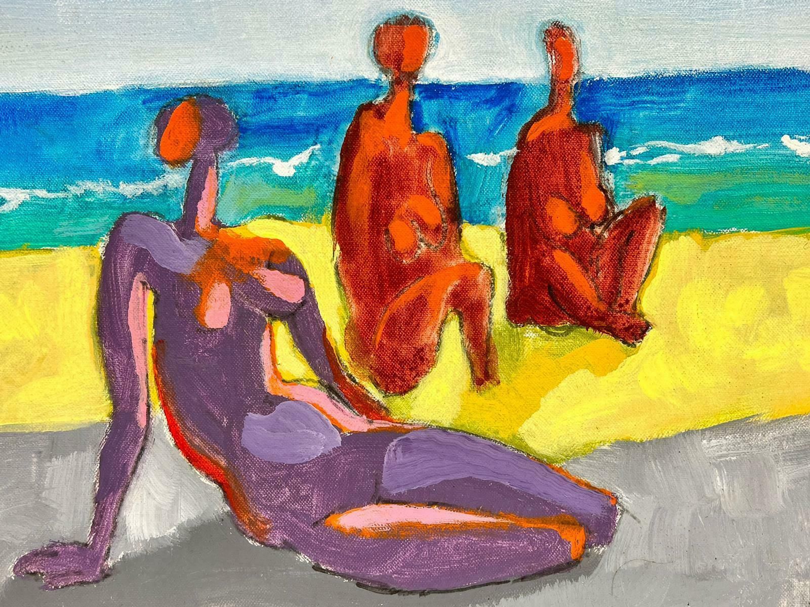 Miguel Anibalcontemporary Abstract Oil Painting Nude Figures On Sunny Beach, Chilean Artist photo 7634.0