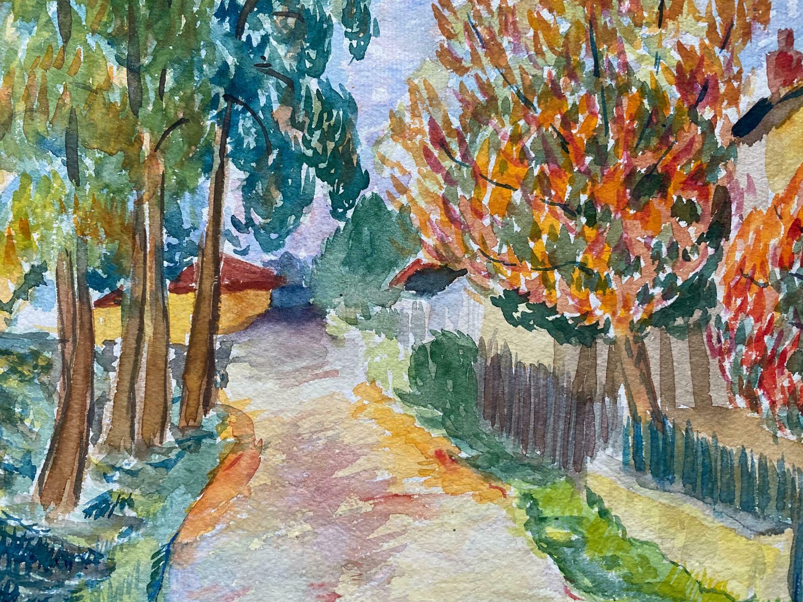 Louis Bellon1940's Provence French Orange And Green Landscape    Post Impressionist Artistc. 1940s photo for sale