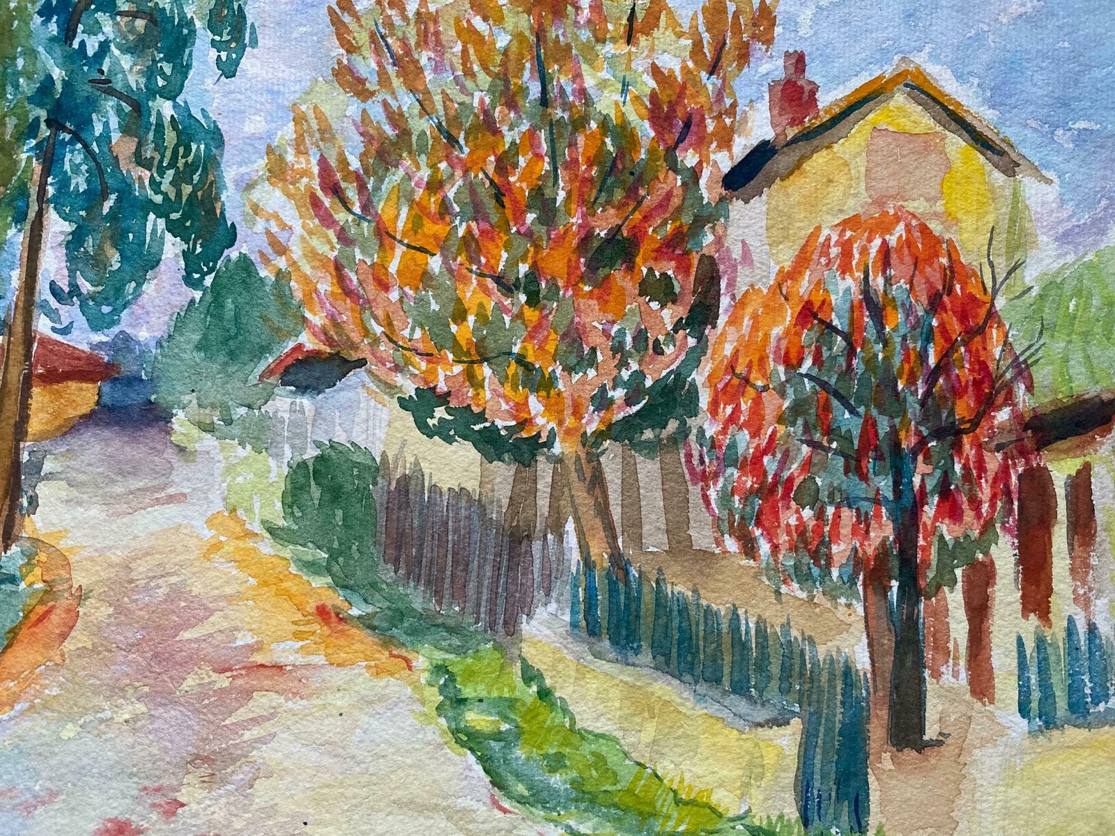 Louis Bellon1940's Provence French Orange And Green Landscape    Post Impressionist Artistc. 1940s photo Art
