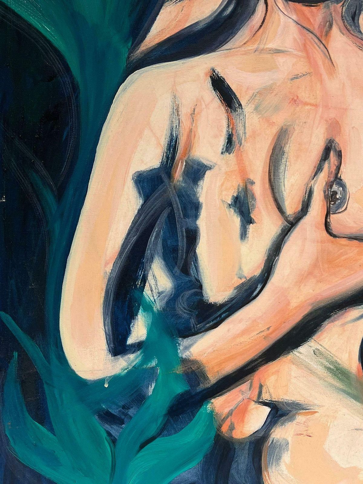 Huge 20thc French Abstractabstract Nude Lady With Dali Style Moustache Very Large French Oil Painting photo 1323.0