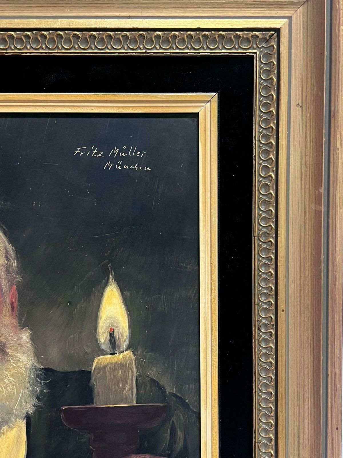 Fritz Mullerbavarian Gentleman Holding A Candle Fine German Oil Painting Portrait Of Man photo furniture