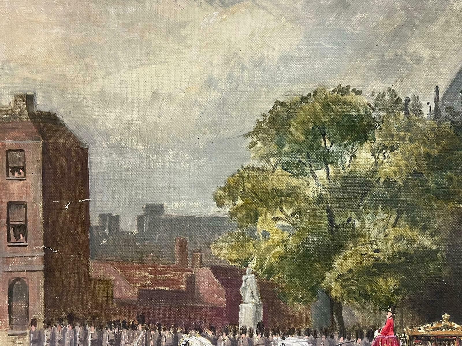 Patrick Edward Phillips The Queen's Coronation 1953 Original British Oil Painting Canvas State Carriage1953 photo buy