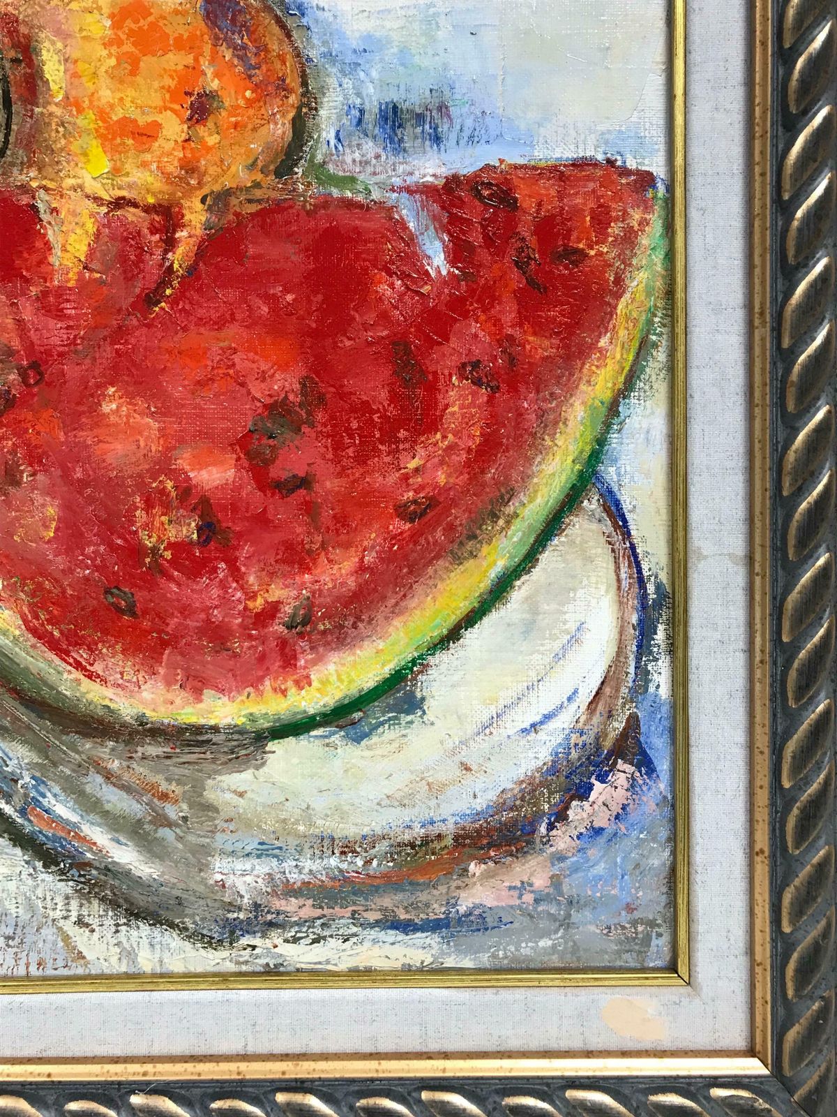 Maria Tort Xirausigned Original Oil Painting   Luscious Still Life Of Fruit With Watermelon photo vintage