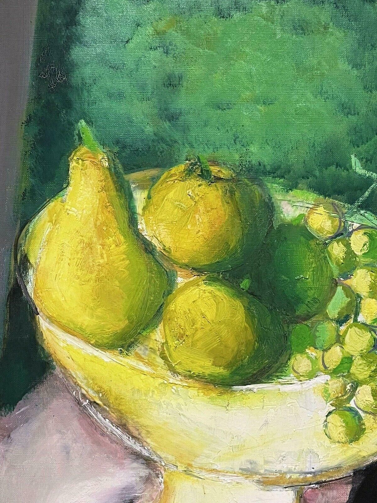 Robert Saleslarge 1970's French Modernist Signed Oil Beautiful Still Life Fruit & Colors photo for sale