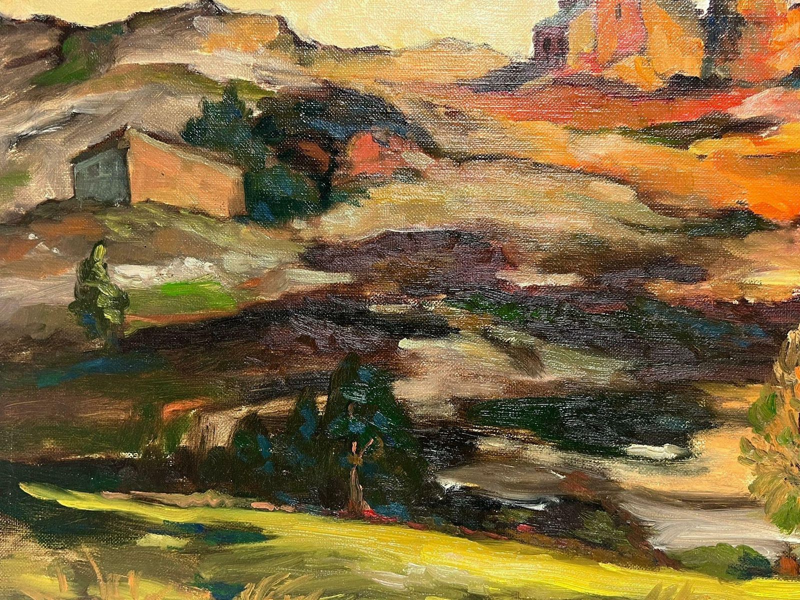 Michel Kritzfrench Post Impressionist Signed Oil Painting Sunset Old Chateau Ruins Landscape photo Art