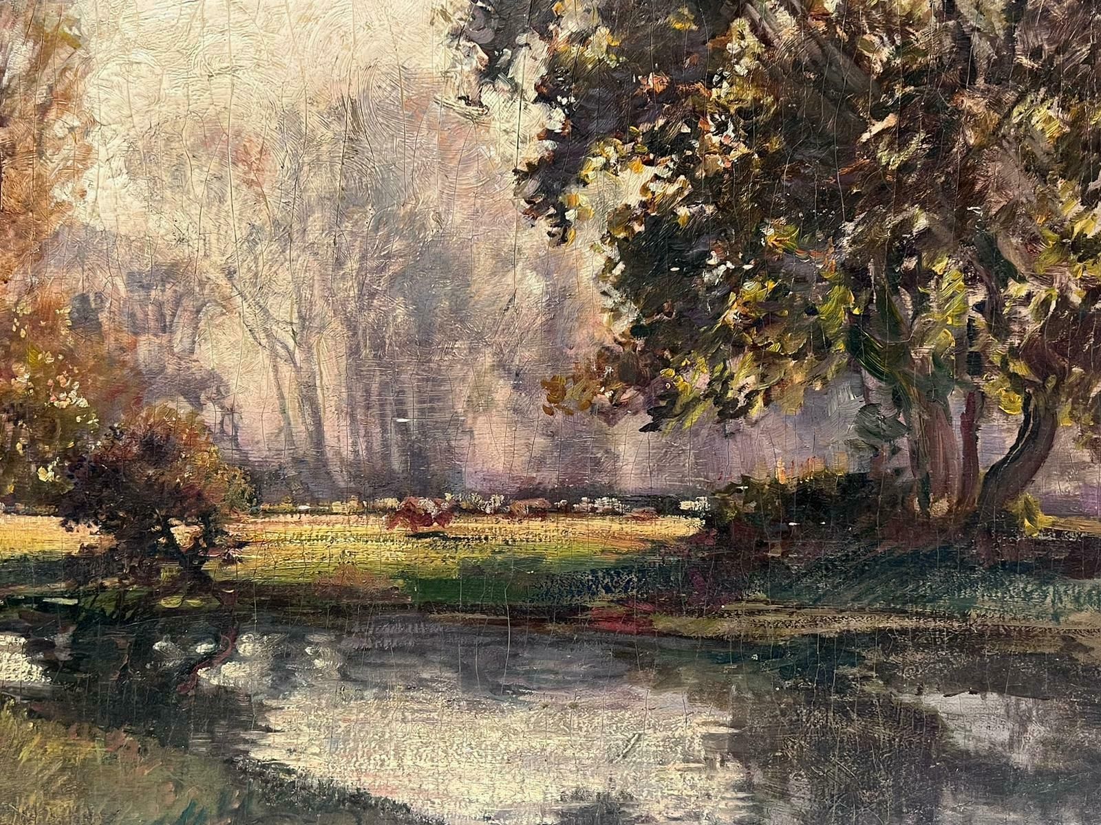 French Schoolantique French Impressionist Oil Painting Summer Meadows With Animals Grazing photo buy