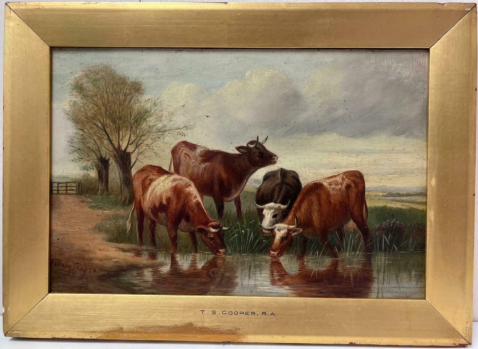 Signed Victorian British Oil Painting Cattle In Tranquil Pastures photo furniture