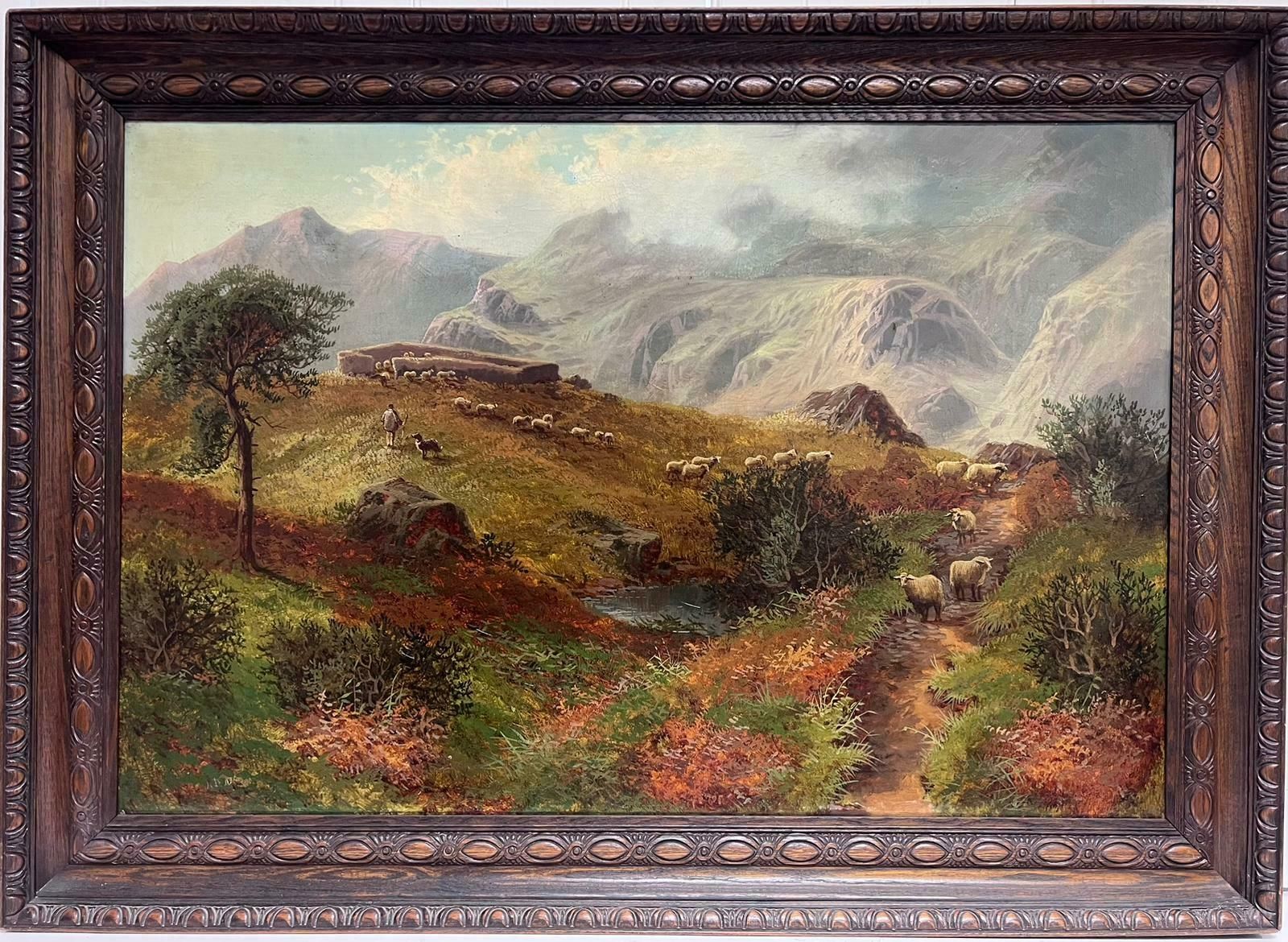 Scottish Victorianlarge Victorian Scottish Oil Painting Glencoe Mountains With Shepherd & Sheep photo furniture