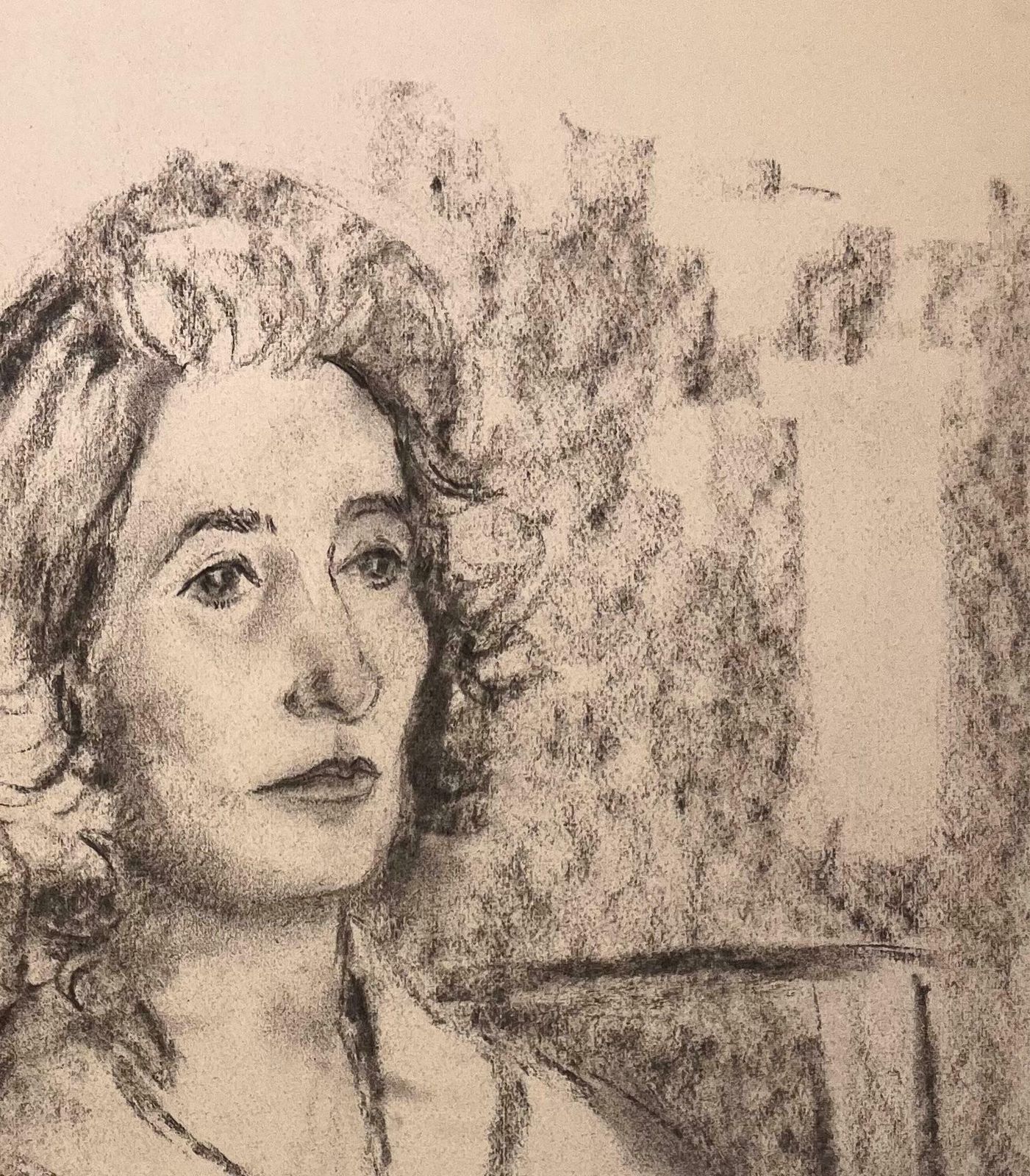 Josine Vignonmid Century French Original Charcoal Portrait Of A Seated Woman1950's photo Art