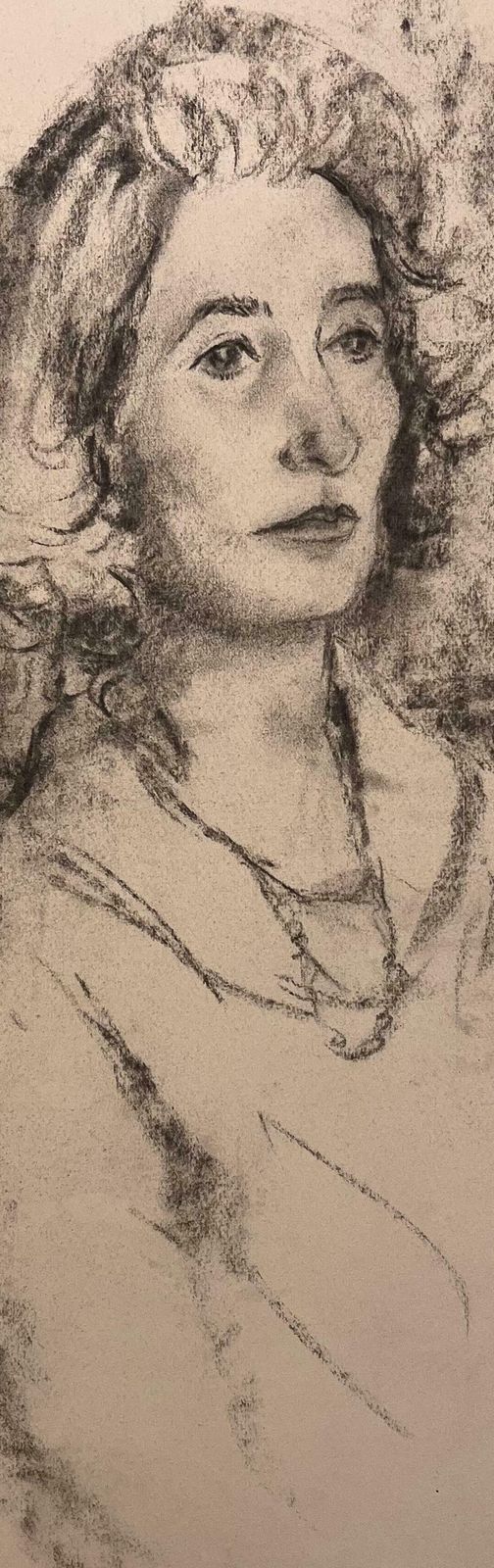 Josine Vignonmid Century French Original Charcoal Portrait Of A Seated Woman1950's photo 664.0