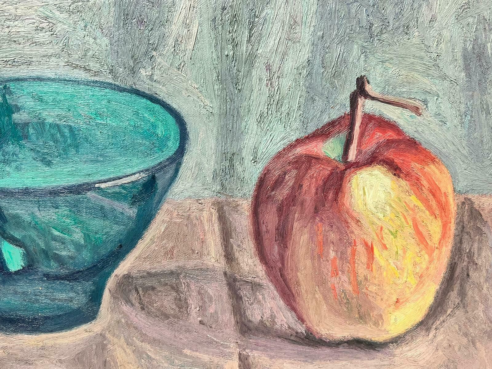 French Schoollate 20th Century French Post Impressionist Signed Oil Still Life Apple & Bowl photo furniture