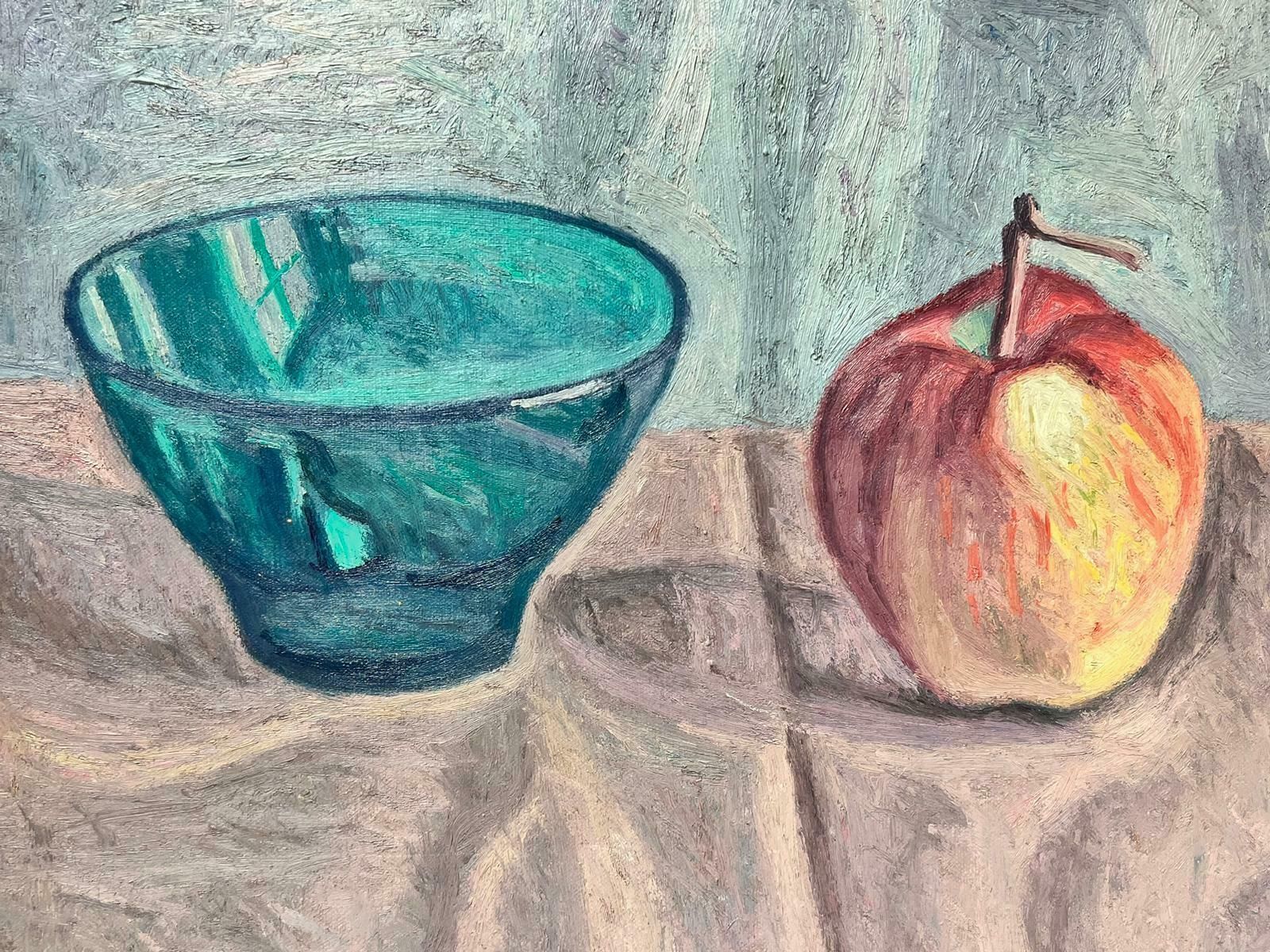 French Schoollate 20th Century French Post Impressionist Signed Oil Still Life Apple & Bowl photo Art