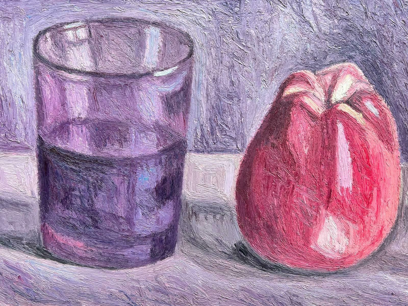 French Schoolfrench Post Impressionist Signed Oil Still Life Fruit & Glass Of Wine 20th Cent photo furniture