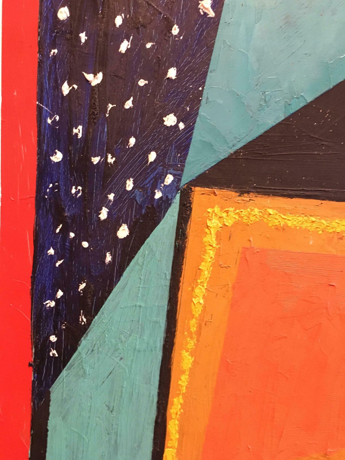 Unknownhuge Colourful Male Portrait Geometric Cubist Original Oil Painting C.1960s photo buy