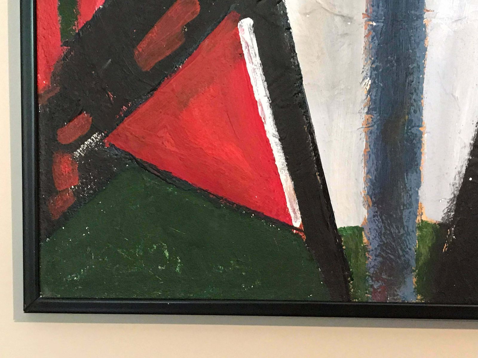Armand Rottenbergfrench Cubist Abstract Oil Painting Reds Greens & Whitec.1980's photo Art