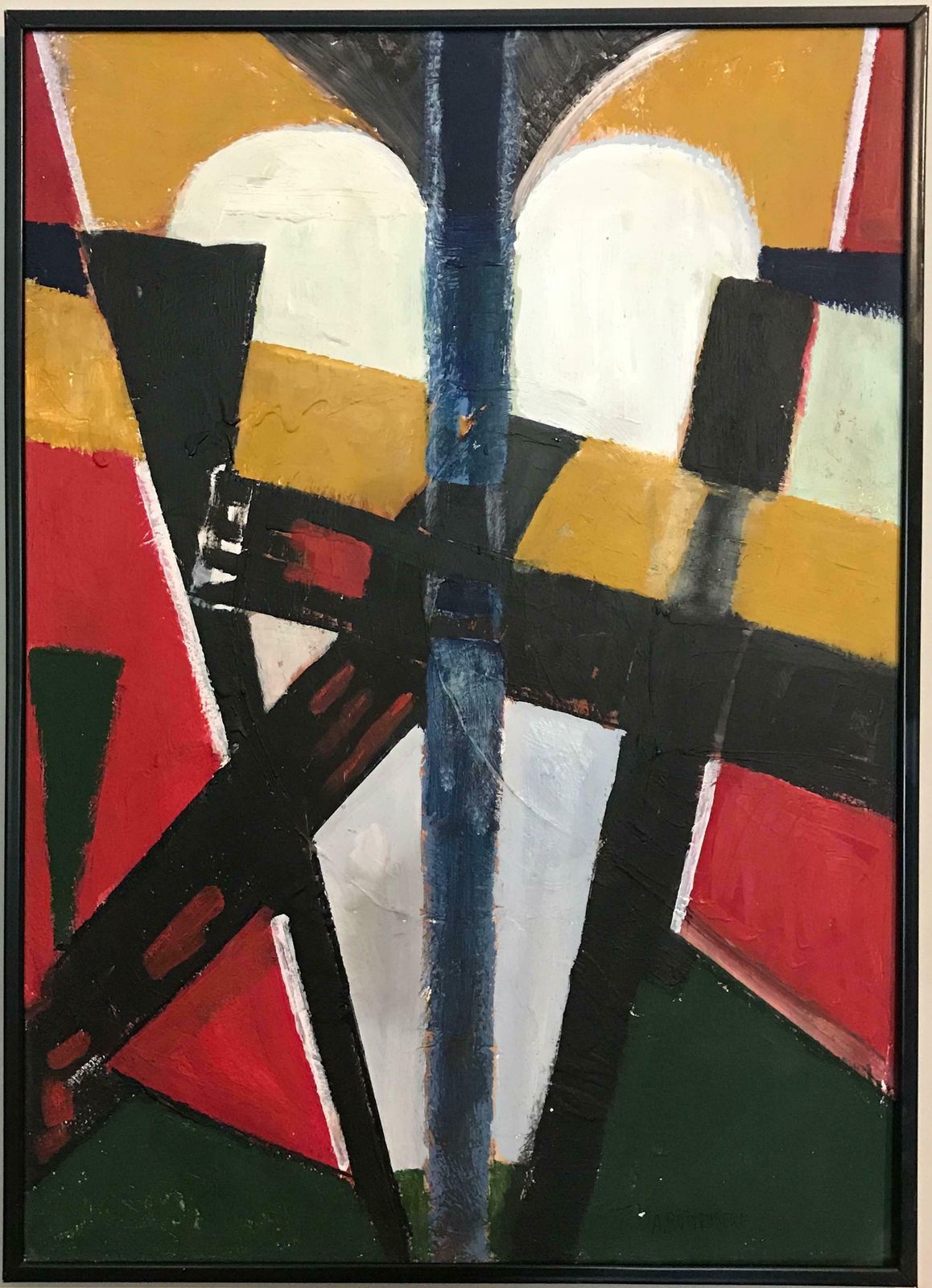 Armand Rottenbergfrench Cubist Abstract Oil Painting Reds Greens & Whitec.1980's photo 2553.0