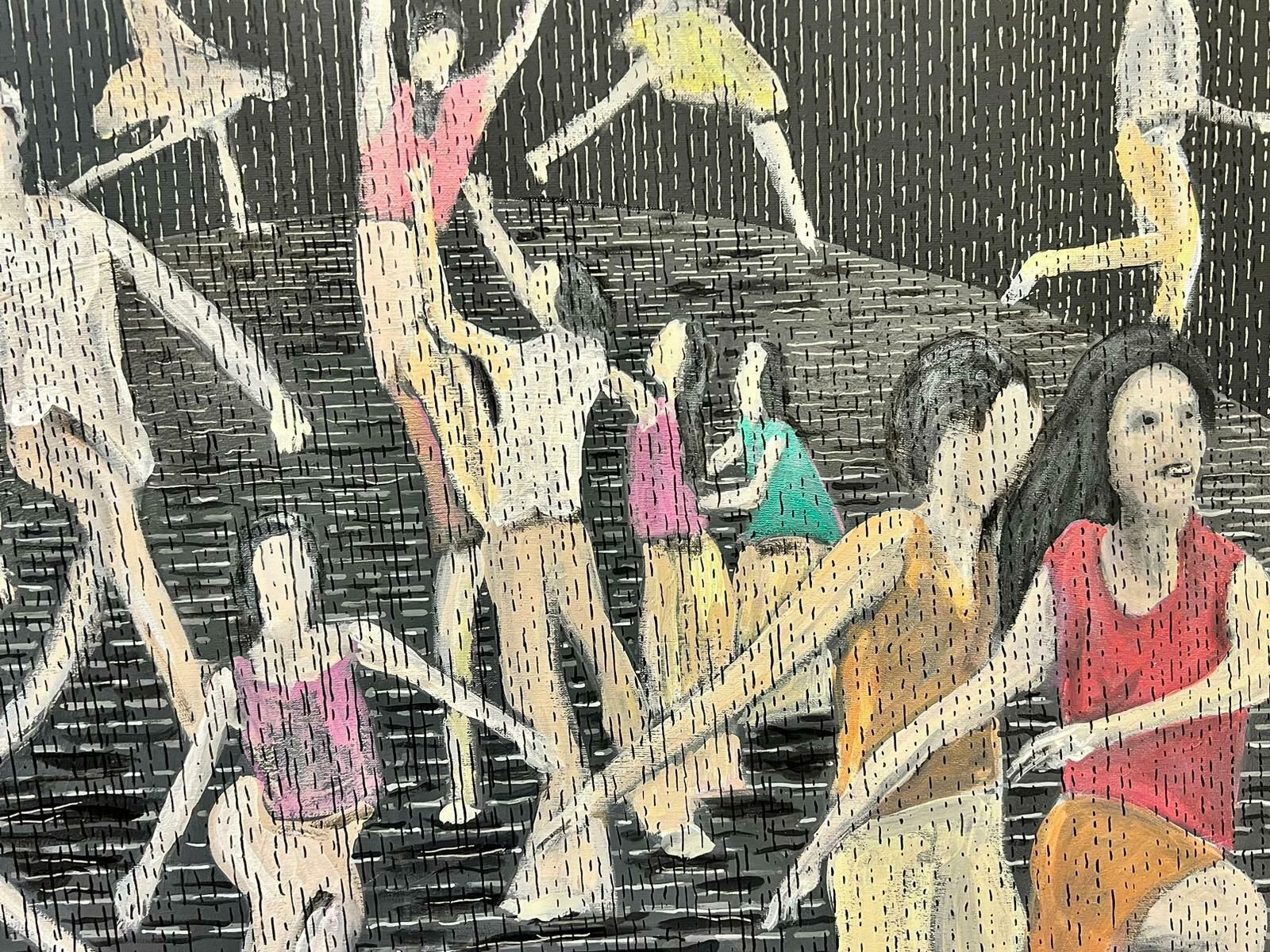 Contemporary British Large British Abstract Contemporary Painting Dancing Group Of Figures photo furniture