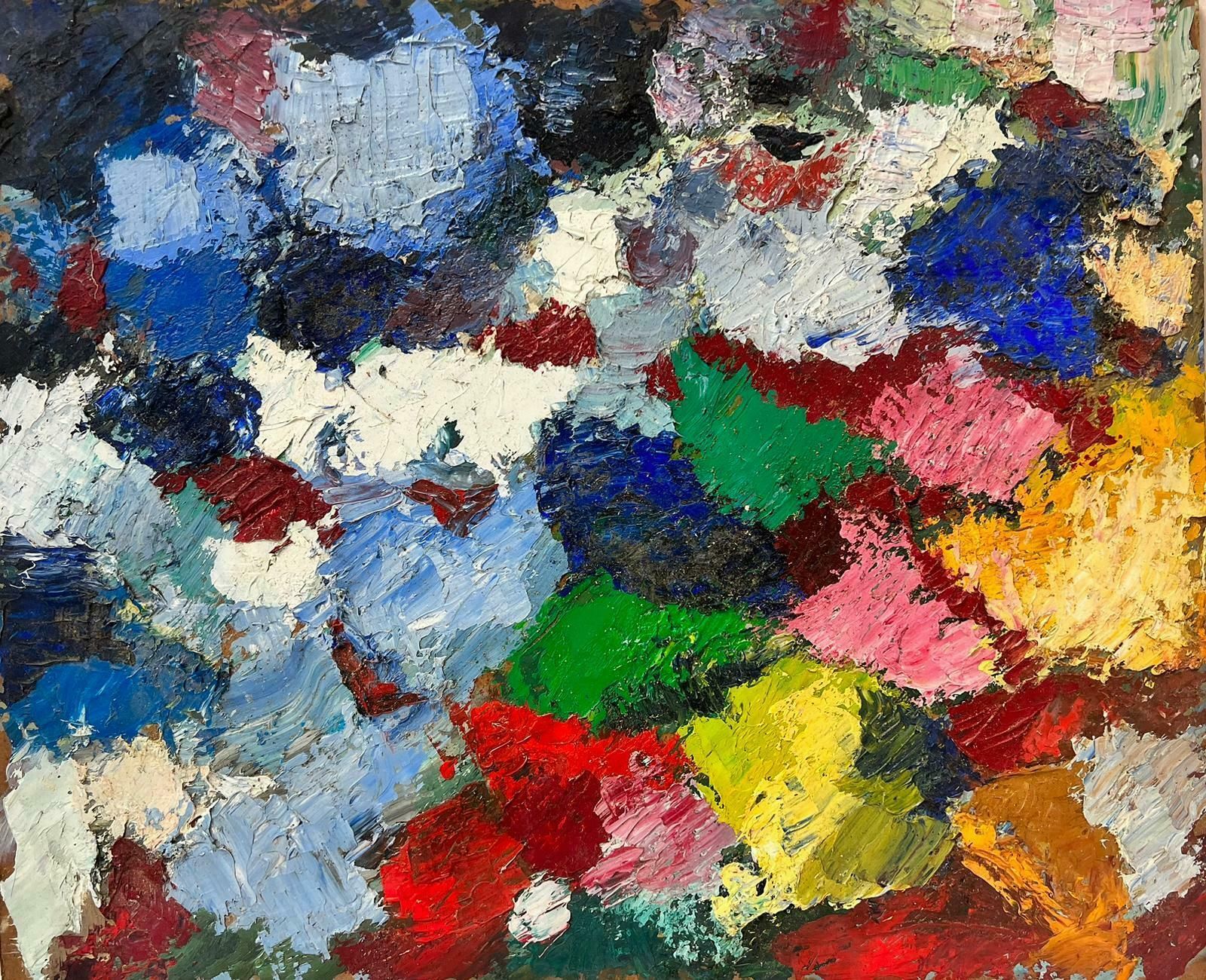 French School1960's French Expressionist Oil Painting Very Thick Impasto Oil Abstract