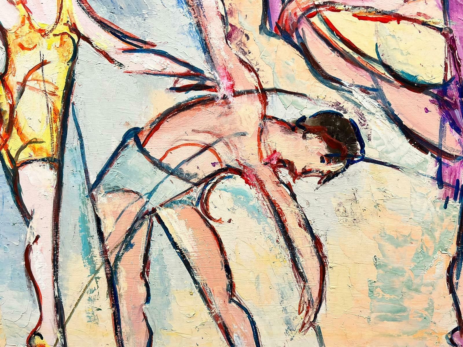 Maria Tort Xiraularge Spanish Expressive Oil Painting Ballerina Dancers Stretching photo for sale