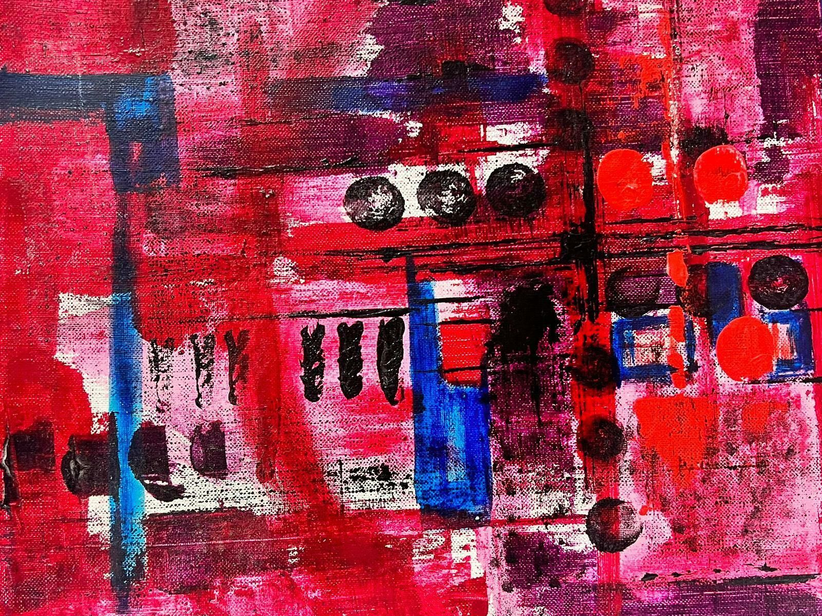 French School1970's French Expressionist Abstract Painting Signed Oil On Canvas Blur Of Color photo Art