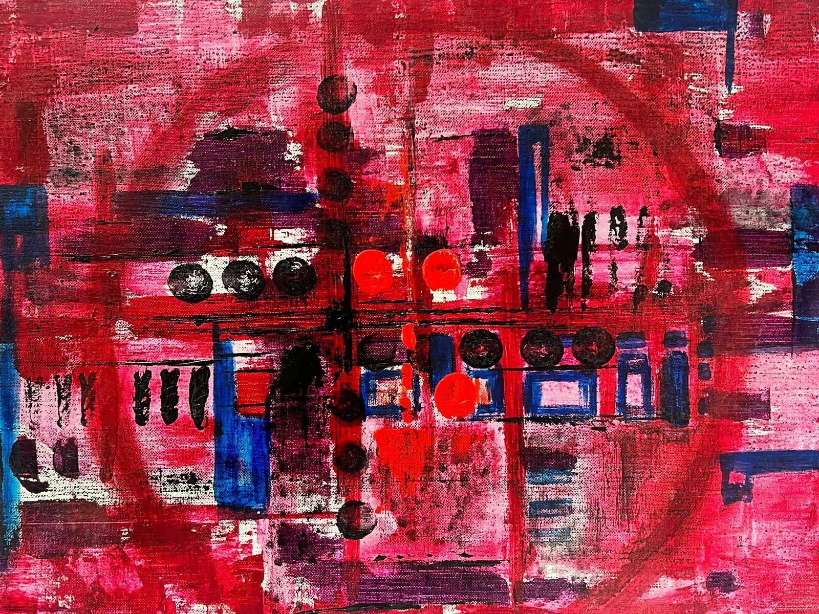 French School1970's French Expressionist Abstract Painting Signed Oil On Canvas Blur Of Color photo buy
