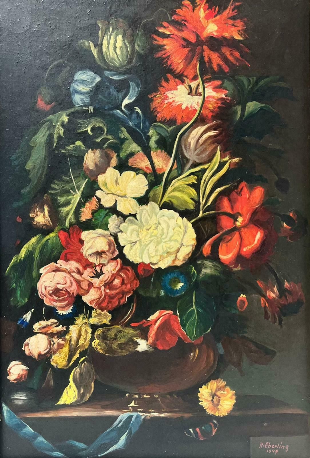 French Schoolclassical Still Life Ornate Flowers In Vase In The Traditional Old Master Style photo furniture