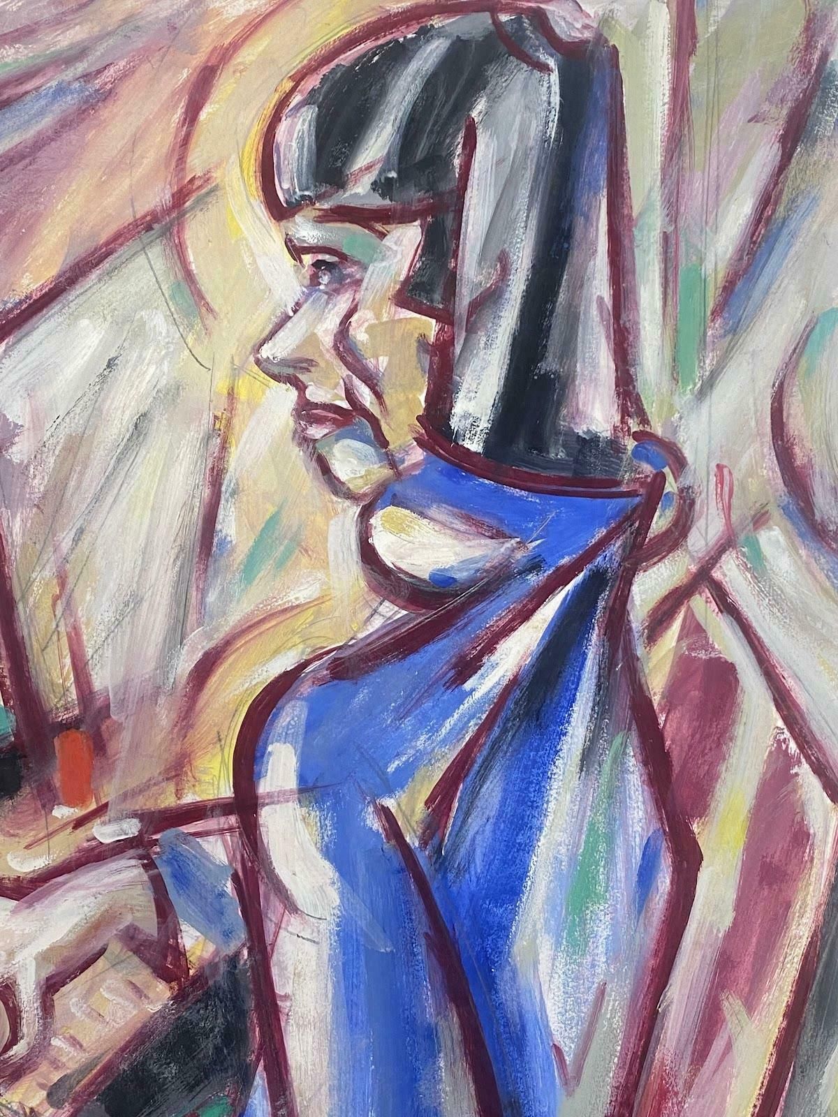 Paul Louis Bolot (French 1918 2003)french Modernist Gouache Painting Dark Haired Lady Playing The Piano20th Century photo for sale