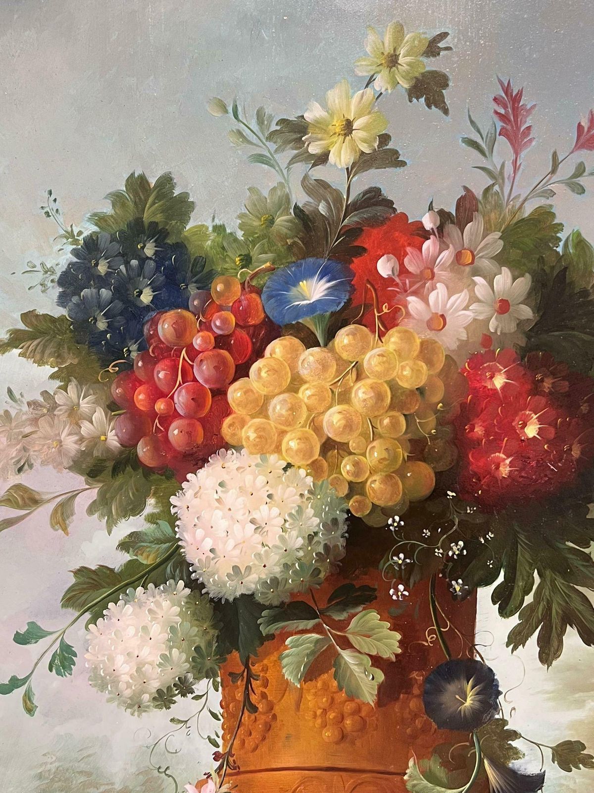 Thomas Webstervery Large Profusion Of Flowers Classical Still Life Stone Urn Oil Painting1990's photo Art