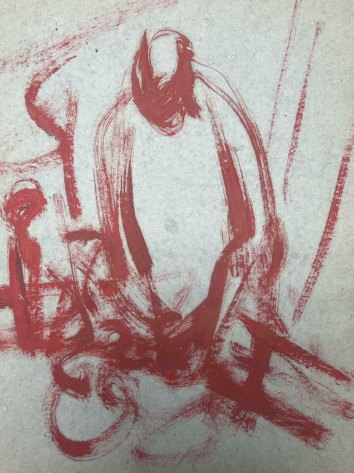 Elisabeth Hahn20th Century German Modernist Oil Painting Red Figure Sketch20th Century photo furniture