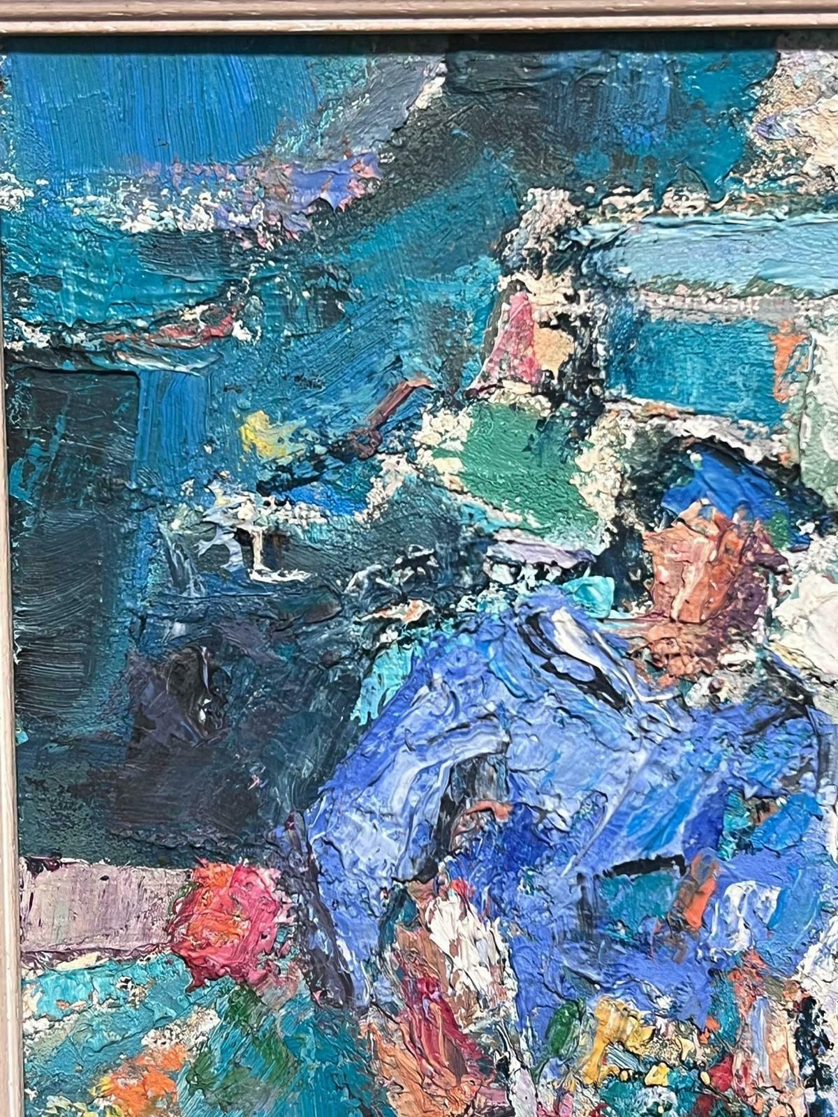 French School20th Century French Post Impressionist Signed Oil Fishermen In Blue Smocks photo vinterior