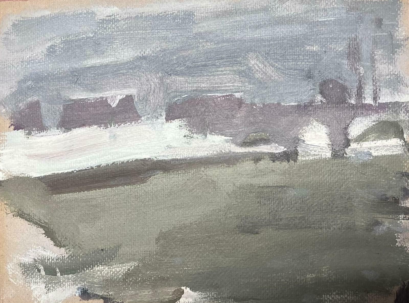 Elisabeth Hahn20th Century German Modernist Oil Painting Dark Grey Bridge Over Green River20th Century