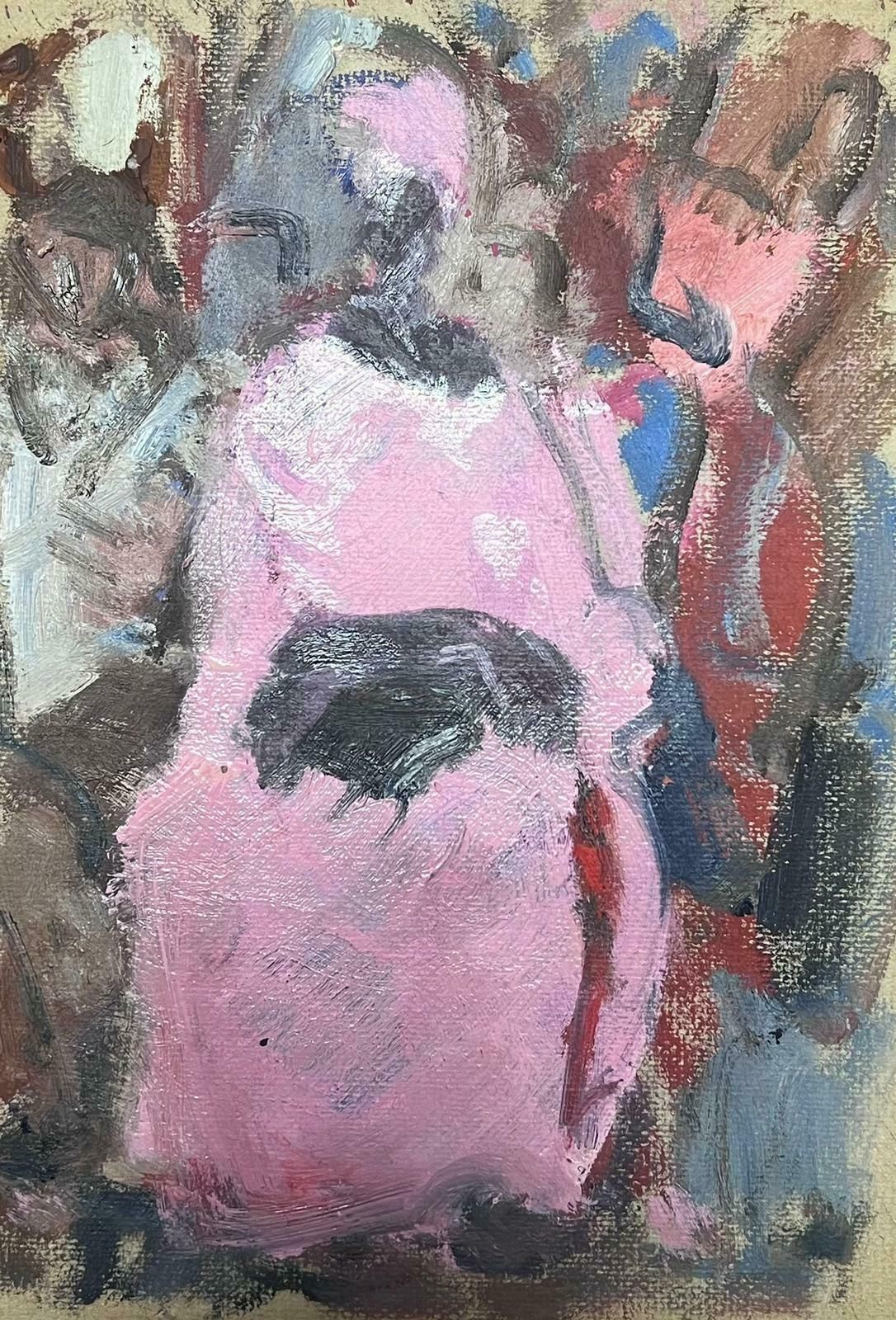 Elisabeth Hahn20th Century German Modernist Oil Painting Sat Figure In Pink Robe20th Century